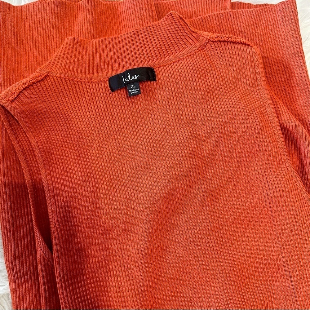 Fashionable Fantasy Orange Mock Neck Midi Dress XL - Picture 7 of 7